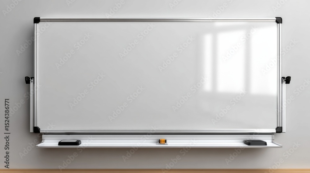 Aufkleber clean whiteboard in office setting, ready for brainstorming and strategic planning sessions, represe