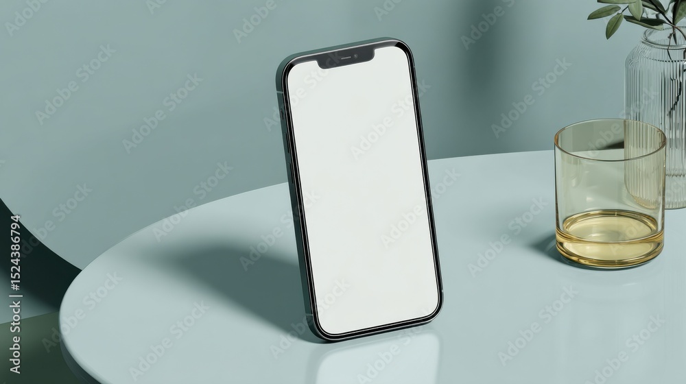 Poster Modern Smartphone With Blank Screen on Table, Representing Mobile Technology and Digital Communication for Business and Personal Use : Generative AI