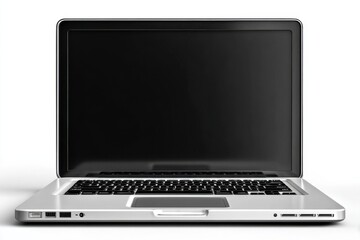 Sleek Silver Laptop on White Background, Symbolizing Technology and Digital Transformation for Business or Remote Work Presentations : Generative AI