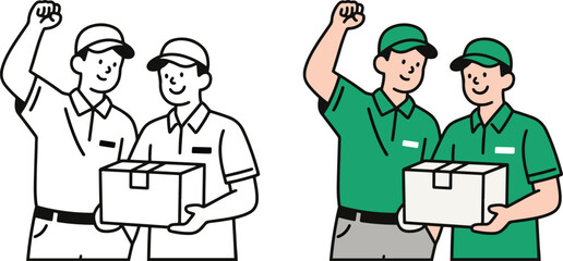 Happy Delivery Personnel Holding Package