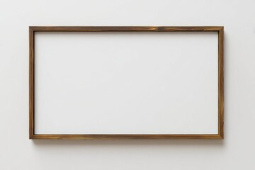 Blank Wooden Picture Frame on White Wall, Ideal for Mockups and Showcasing Creativity in Interior Design Projects : Generative AI