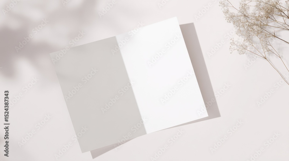 Poster Open Invitation Card on Light Background With Floral Accent, Ideal for Wedding Planning or Event Promotion and Personalized Communication : Generative AI