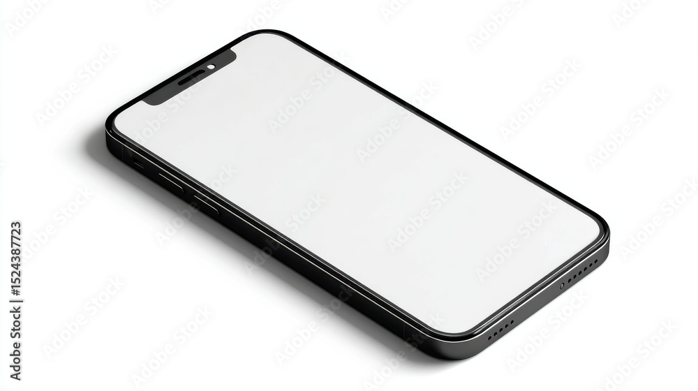 Poster modern smartphone with blank screen on white background, ideal for mobile app mockups and digital ma