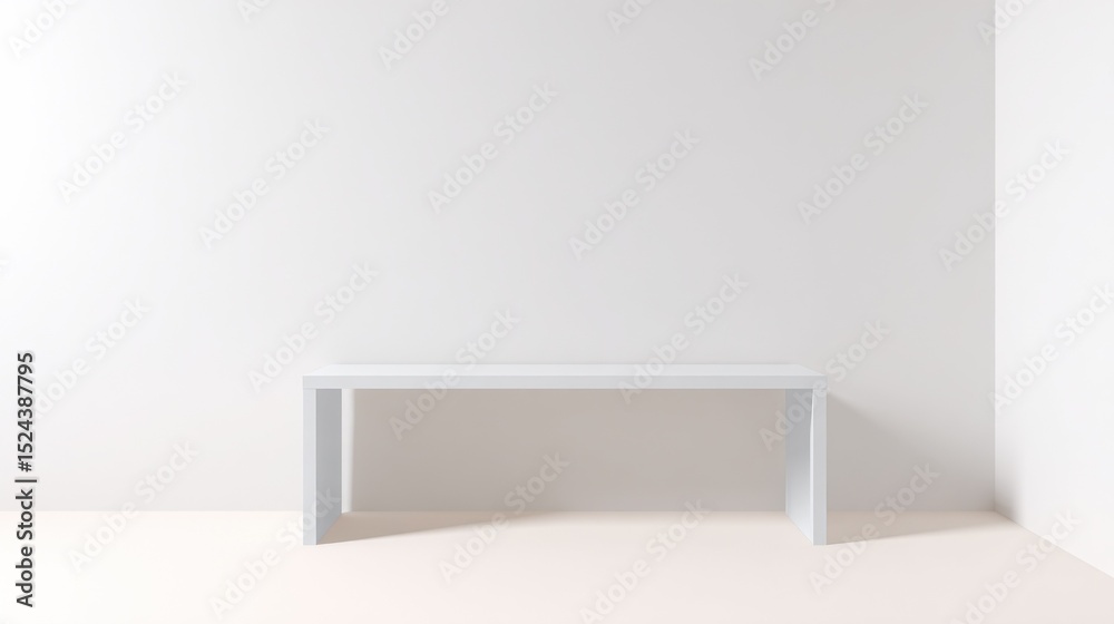 Leinwandbilder Minimalist White Desk in an Empty Room, Ideal for Home Office Setup and Productivity, Representing Simplicity and Focus : Generative AI