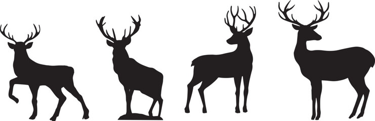 Obraz premium deer silhouette illustration vector set