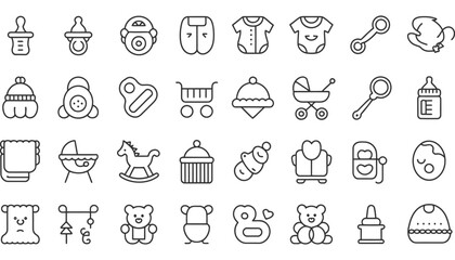 A seamless pattern of hand-drawn cartoon baby food icons and kitchen utensil vector illustrations for web design