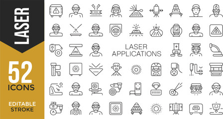 "Laser & CNC Technology Icons – Editable Stroke Set"

