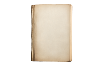 A thick book, unopened with no text on the cover, viewed from isolated on a white background