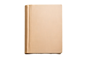 A thick book, unopened with no text on the cover, viewed from isolated on a white background