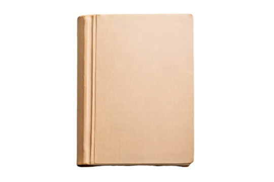 A thick book, unopened with no text on the cover, viewed from isolated on a white background
