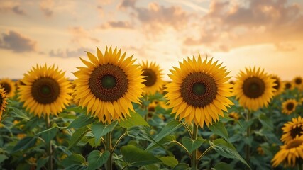 Fototapeta premium End of Bloom Summer Sunflowers, Creative Banner
