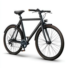 Obraz premium Black city bicycle isolated on white background