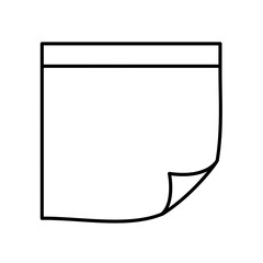 Sticky Note Icon Black Line Art Square Shape Outline Showcasing Peeled Corner For Reminder Or Memo Symbol