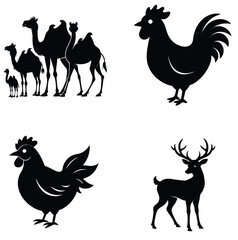 set of farm animals silhouettes