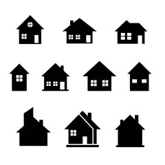 Fototapeta premium Home button icons set. Home page icon. Simple house symbols. Building icon. Vector illustration.