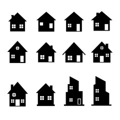 Fototapeta premium Home button icons set. Home page icon. Simple house symbols. Building icon. Vector illustration.