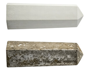 Smooth cement markers for landscaping and garden design on a transparent background