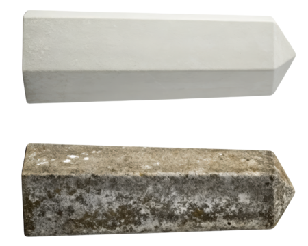 Smooth cement markers for landscaping and garden design on a transparent background