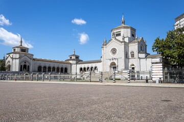 Monumental Cemetery of Milan known for its funerary sculpture in different styles