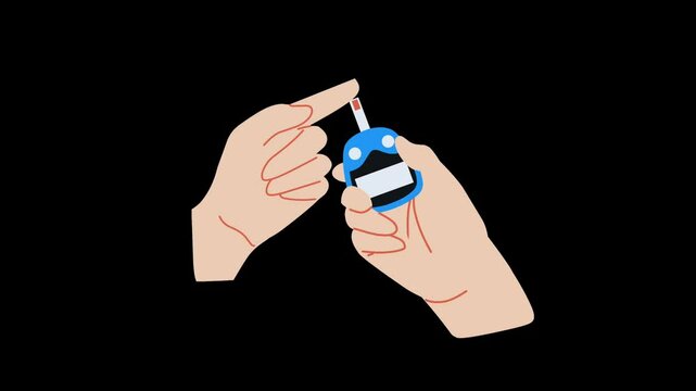 Diabetes test animation. Glucometer illustration. World diabetes day concept	