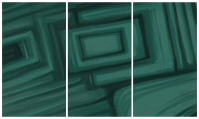 Modern interior triptych. The picture is painted by hand on a tablet.