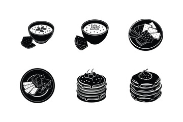 Silhouette Icons Breakfast, Brunch, and Soup Dishes