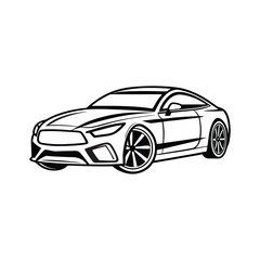 Fototapeta premium Sleek Coupe Car Illustration Black and White Design