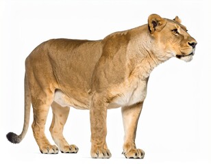 Obraz premium Lioness over white background, wild animal