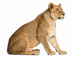 Obraz premium Lioness over white background, wild animal