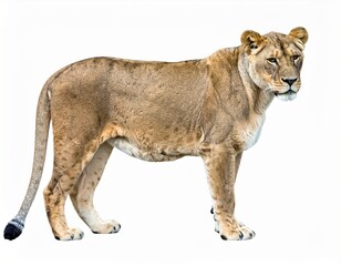 Obraz premium Lioness over white background, wild animal