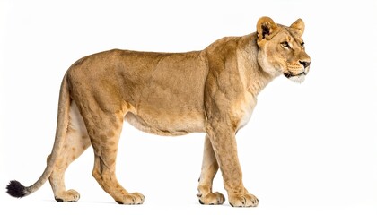 Obraz premium Lioness over white background, wild animal