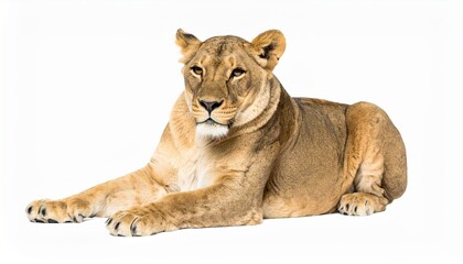 Fototapeta premium Lioness over white background, wild animal