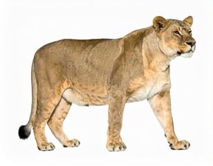 Obraz premium Lioness over white background, wild animal