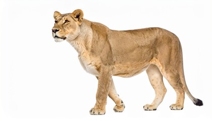 Obraz premium Lioness over white background, wild animal