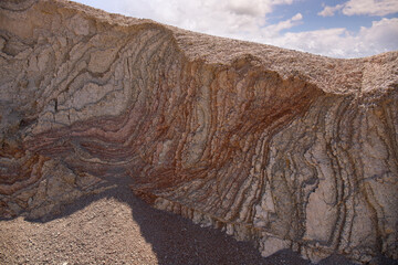 Beautiful mountains with red soil in Khizi. Azerbaijan.