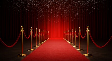 Red carpet event, stage entrance, ceremony, or premiere. Background festive scene