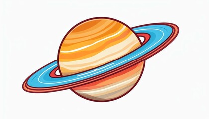 Fototapeta premium vibrant cartoon space planet with colorful concentric rings around planet illustration 