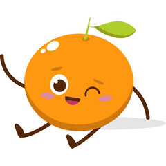 Cute orange character kawai vector for orange mascot. happy face, winking eye,. smile