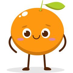 Cute orange character kawai vector for orange mascot. happy face, winking eye,. smile