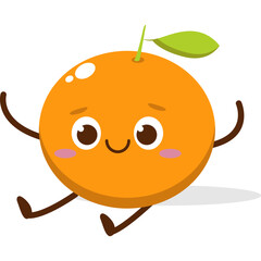 Obraz premium Cute orange character kawai vector for orange mascot. happy face, winking eye,. smile