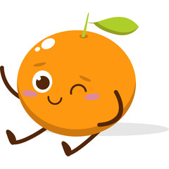Cute orange character kawai vector for orange mascot. happy face, winking eye,. smile