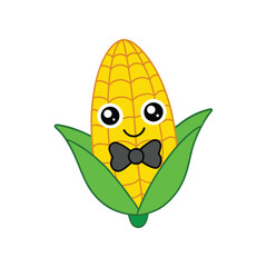 kawaii corn cob with bow tie