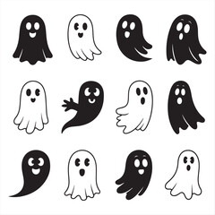 Collection of cute and spooky Halloween ghosts