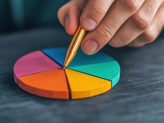 accountant meeting and budget planning with presentation. Accountant using pie chart and bar graphs to explain budget allocation