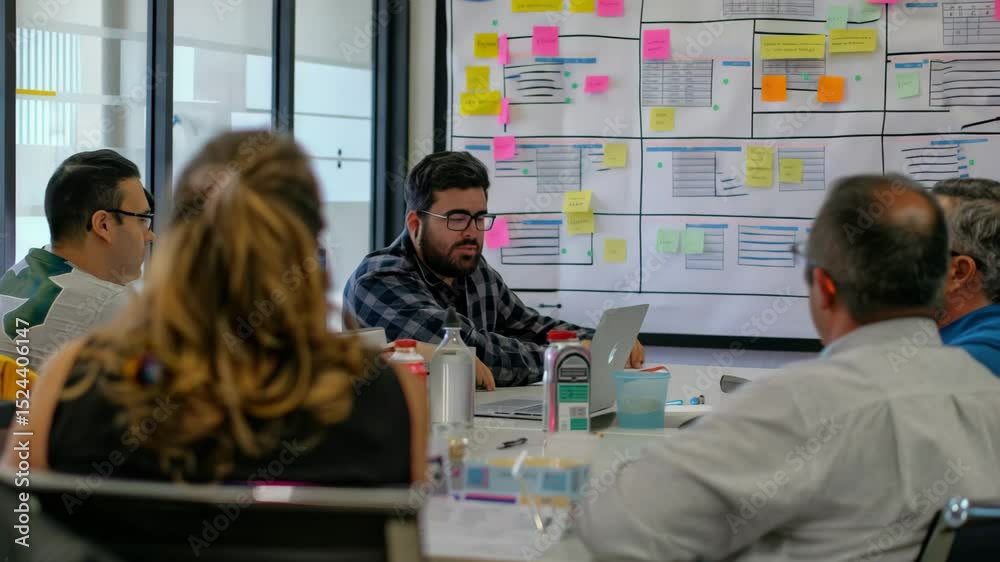 Aufkleber Collaborative brainstorming session in modern office with diverse group working on creative project ideas and strategies