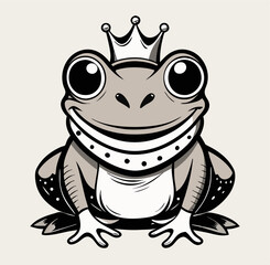 Smiling Frog King Cartoon Illustration