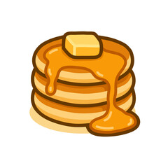 Simple Flat Stack of Pancakes with Butter and Syrup Icon