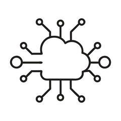 Cloud computing network icon minimalist style technology connection digital data