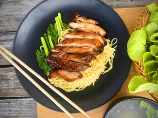 Grilled Chicken Noodle Bowl with Sesame and Soup – Asian Street Food Style