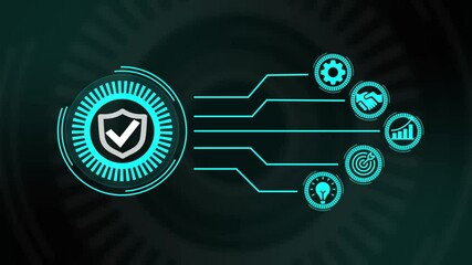 digital technology concept cyber security data protection internet network connection on black background. - Powered by Adobe